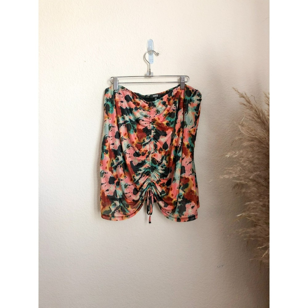 Poster Girl tie‎ dye ruched mini mesh skirt size 2x
